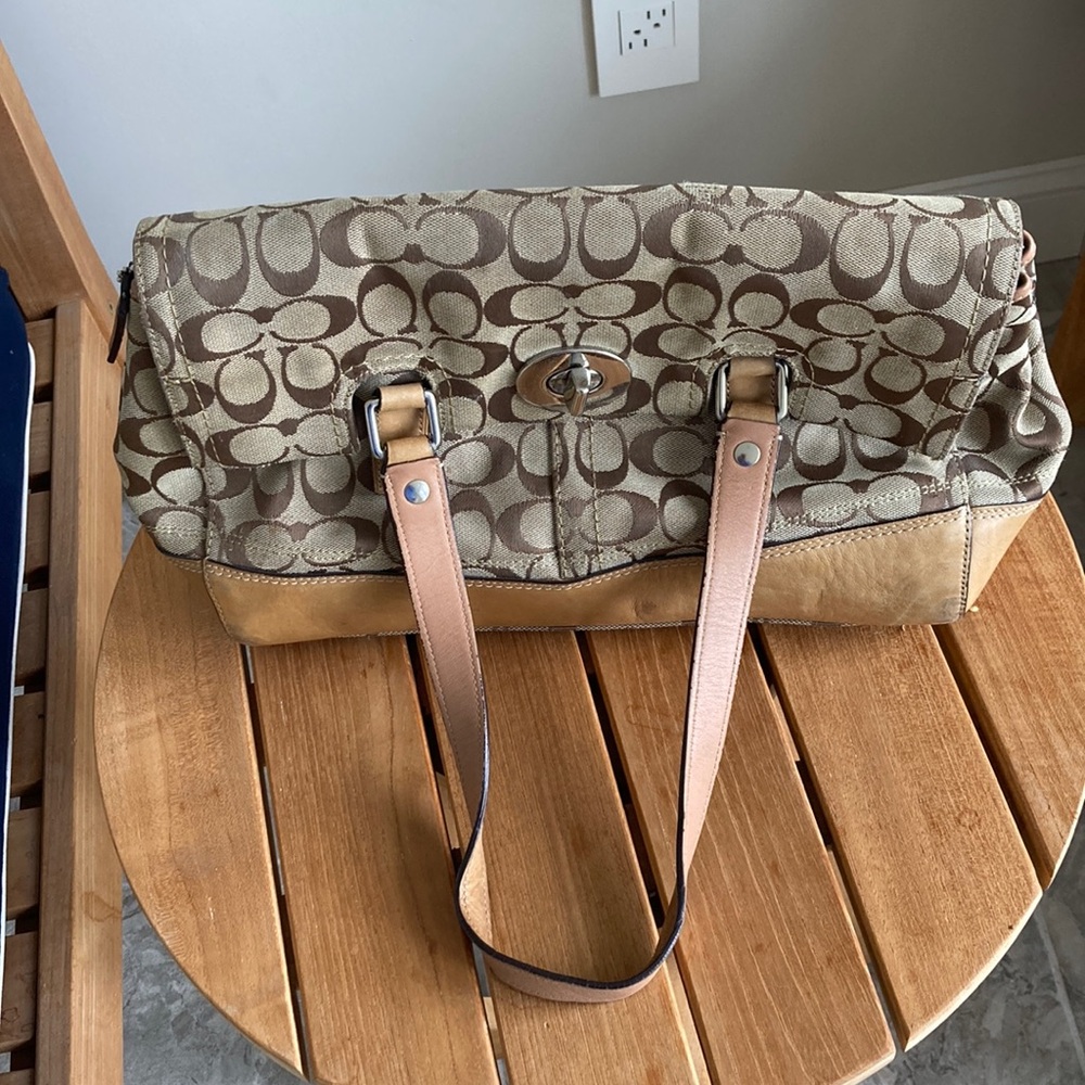 Coach Brown and  Bag with Signature Pattern
